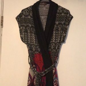 Sweater dress. Wrap with tie at waist.